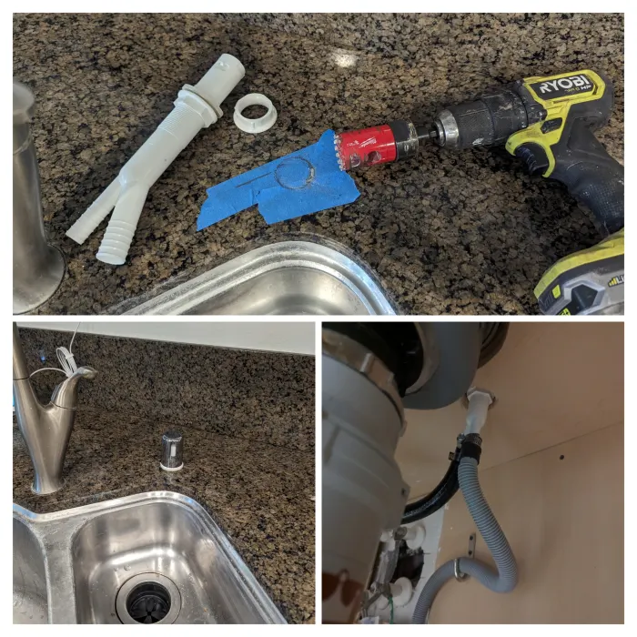 A kitchen sink with a new faucet